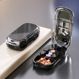 Portable Pill Cutter and Organizer for Travel – 1/2, 1/3, 1/4, Tablet Divider with Compact Storage Case for Daily Convenience