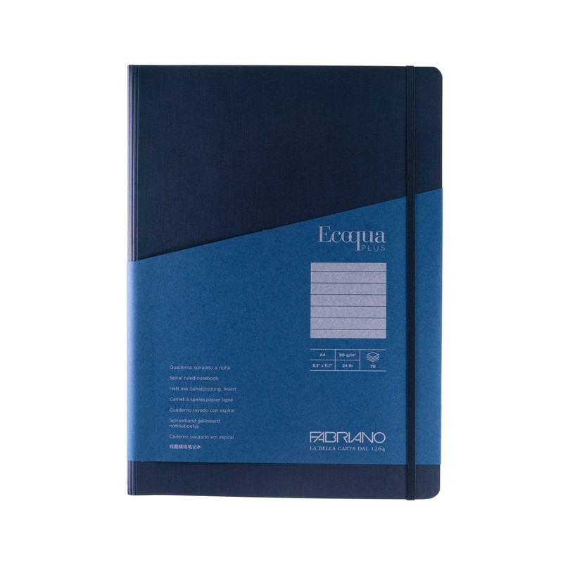 Fabriano Ecoqua Plus Hidden Spiral-Bound Notebook, 8.3" x 11.7", A4,