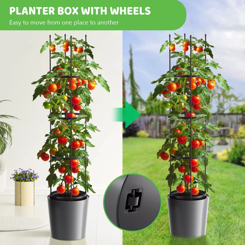 Docred Tomato Planter Boxes with Trellis Wheel 63" Self-Watering Tomato