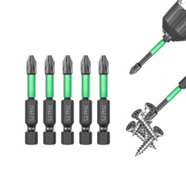 HUHAO Magnetic Drill Bits, 5pcs Non Slip Screwdriver Bit Set with PH2 Alloy Steel Material, CNC Tip Magnetic Drill Bit, Fit for Professional Impact Driver Accessories Tool