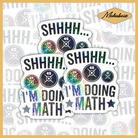 MOKOBOIZ (3pcs) I'm Doing Math Holographic Stickers, Exercise Gym Rat Glitter Stickers, Funny Water Assistant Holographic Vinyl Sticker, Size 3" Sparkly Stickers for Water Bottle, Gift for Gymers