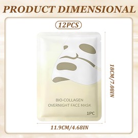 Luuma Collagen Mask Original, Collagen Mask Overnight, Collagen Real Deep Mask, Hydrogel Face Mask, Anti-Ageing, Skin Tightening, Smooths and Hydrates for All Skin Types (Pack of 12)