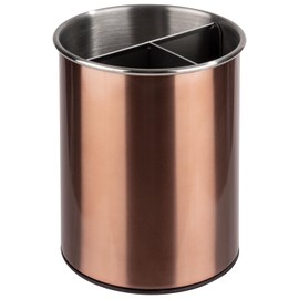 APS 11747 Cutlery Holder Rotatable Diameter 13 cm Height 16.5 cm Furniture Friendly Bottom Removable Divider (3 Compartments) Stainless Steel Copper Look