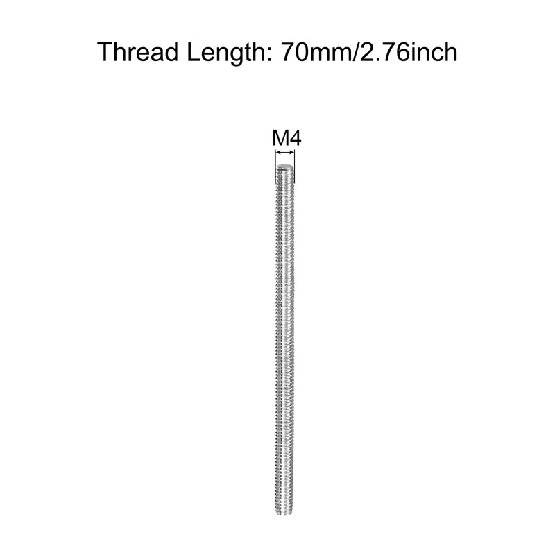 sourcing map Fully Threaded Rod M4 x 70 mm 0.7