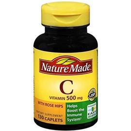 Nature Made Vitamin C 500 mg Tablets With Rose Hips 130 Tablets (Pack of 2)