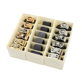 Coorganisers 3 Pack Fabric Belt & Tie Organizer, 6 Grids for Closet & Drawer, Foldable Drawer Organizer - Beige