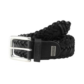 Police Mens Genuine Leather Studs Belt 4cm High Adjustable Nickel Free, Black Braided 74 3.5 cm