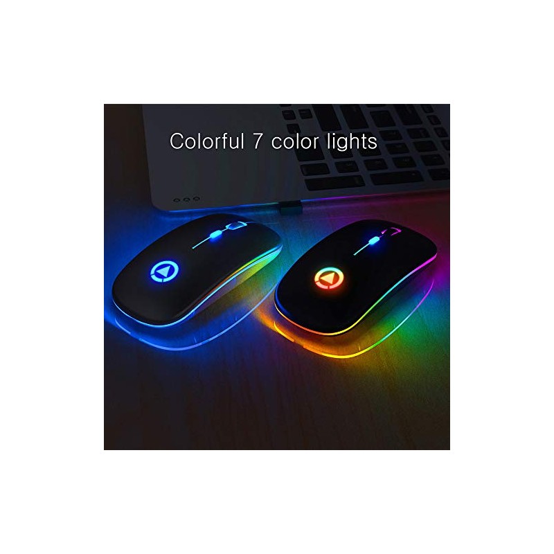 A2 Mouse Luz Led Inalambrico Recargable Color Negro 2.4G Portatil