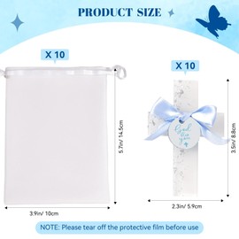 10 Set Baptism Favors for Guests God Bless You Cross Magnet for First Communion Baptism Baby Shower Party Favors Christening Gift(Silver and Blue Bow)