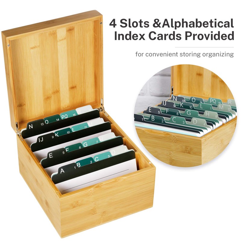 MaxGear Index Card Holder, 5 x 8 Inch Wooden Business
