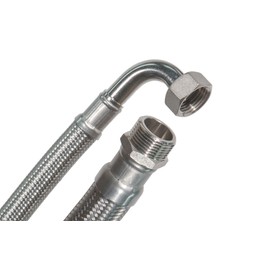 SFX® Reinforced Hose 50 cm Flexible Hose 1/2 Inch Male x 1/2 Inch Female Thread with 90° Bend Stainless Steel Mesh Water Hose Water Pipe Drinking Water Hose 500 mm