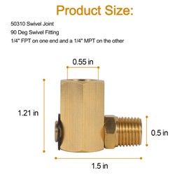50310 Air Hose Reel Swivel fitting 1/4" FPT 1/4" MPT 90 Degree Air Hose Fitting Fit For Most Hose Reel Swivel Joint - Brass