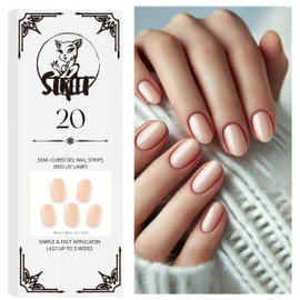 StreetKitty Semi Cured Gel Nail Strips, Classic Gloss Collection, 20 pcs Salon-Quality Gel Nail Wraps, Last up to 3 weeks, Vivid Glossy Colours Pallet (1, Classic Light Beige)