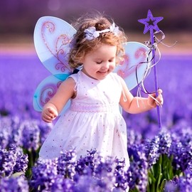 MYUBWTF Purple 13 Inches Star Wand Elf baton, Angel Star Magic Wand, Silver Fairy Princess Plating, Silver Stars Stick for Girl's Princess Costume Girl's elf costume