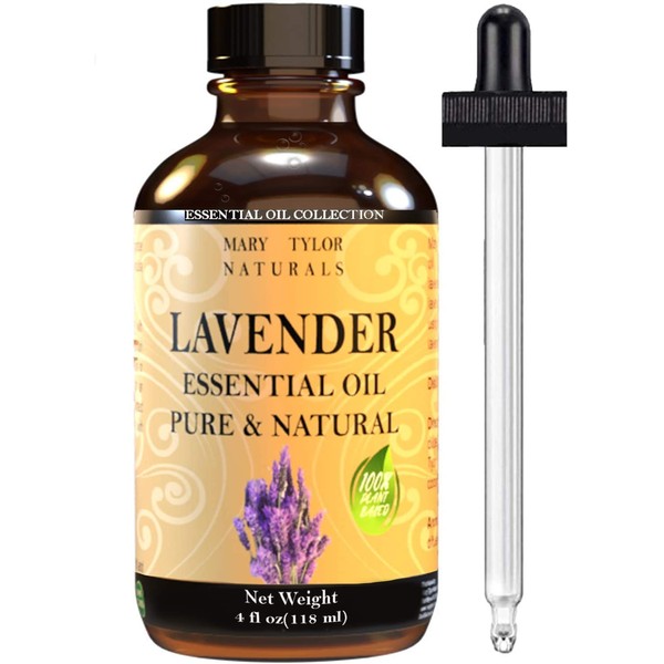 Lavender Essential Oil (4 oz) Premium Therapeutic Grade, 100% Pure, Perfect for Aromatherapy, Relaxation, DIY by Mary Tylor Naturals