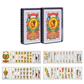 Ambercalm 2 Decks Spanish Playing Cards,Barajas Españolas Originales,Cartas Españolas,Briscas Cards Puerto Rico,Baraja Española De Plastico,Mexican Playing Cards with Boxes