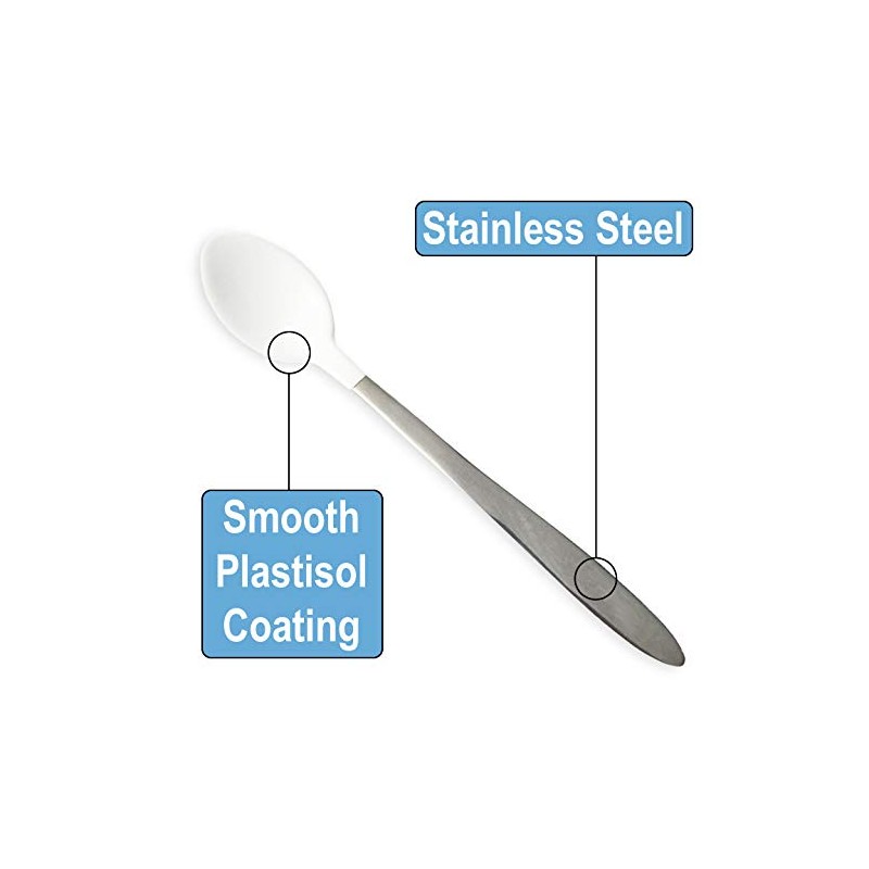 Rehabilitation Advantage Long Teaspoon with Plastisol Coating, White