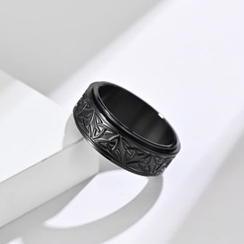 SINLEO Stainless Steel Anxiety Ring Celtic Knot Spinner Ring for Men Women Fidget Rings Stress Relieving Tool Jewelry for Anxiety Black Size 10