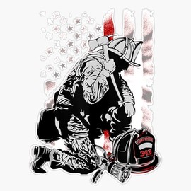 Fallen Fireman American Flag Thin Red Line Firefighter Sticker Bumper Sticker Vinyl Decal 5"