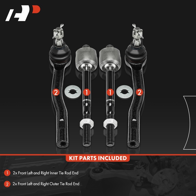 A-Premium Set of 4, Front Inner Outer Tie Rod End