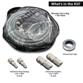 JACO ViperFlow Polyurethane Coiled Air Hose Kit - 1/4" x 30 ft. (Storm Gray)