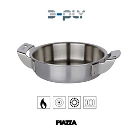 PIAZZA 110814 Frying Pan Stainless Steel 3-Ply with 2 Handles Diameter 14 cm Height 3 cm