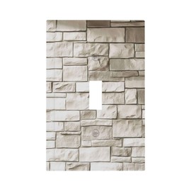 Nijuodnijir Decorative Light Switch Cover Natural Beige Stone Brick Texture 1 Gang Single Toggle Device Electrical Faceplate Switchplates Decorator Outlet Wall Plate For Bathroom Home Decor