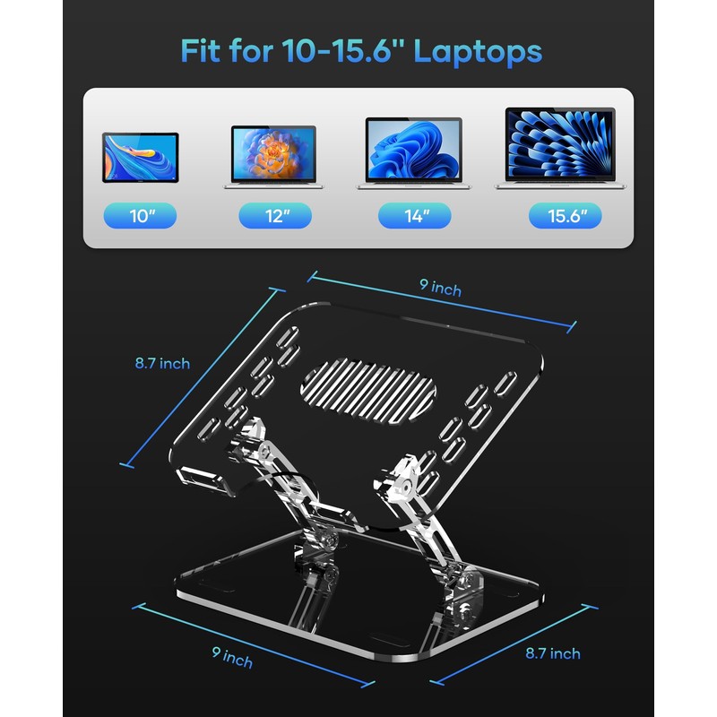 Lpoake 2 Pack Acrylic Laptop Stand for Desk, Adjustable Ergonomic