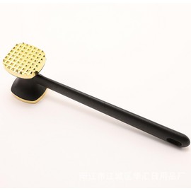 Meat Beat Hammer, 9.7 Inch Gold and Black Zinec Alloy Ground Meat Hammer for Kitchen (gold)