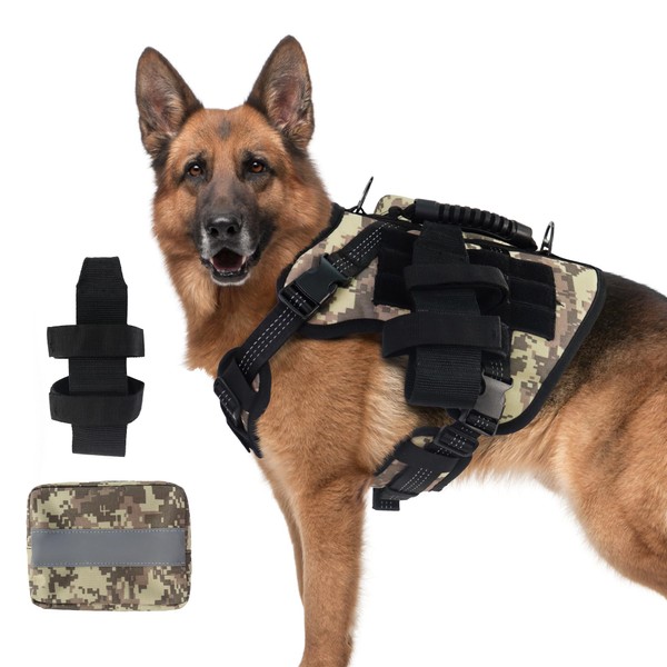 RIXBEO Tactical Dog Harness, Heavy Duty Dog Harness,Adjustable Breathable Pet