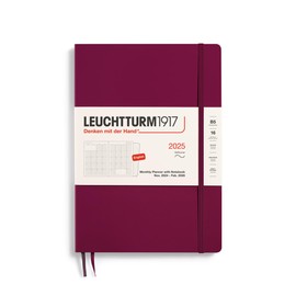 LEUCHTTURM1917 - Monthly Planner & Notebook 2025 Softcover, Composition (B5), Port Red (Nov 1 2024 - Feb 28, 2026)