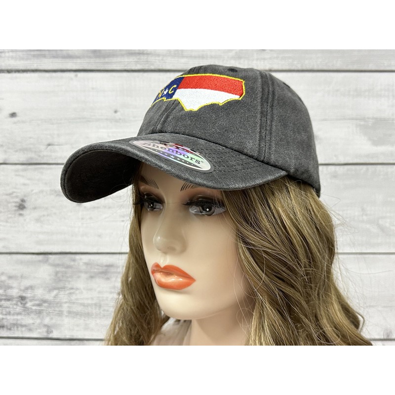 Shenbors Embroidered Baseball Hats, North Carolina Flag (Washed Black), One