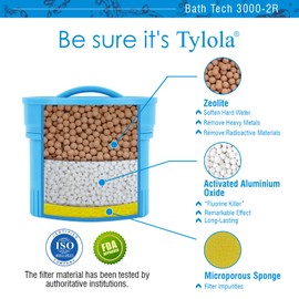 Tylola Showers-Upgraded Bathtub Ball Water Filter Replacement Cartridge|Zeolite Detoxification, Remove Fluoride And Heavy Metals, Hard Water Softening.|20% Higher Output| 1 Pack| Bath Tech 3000-2R