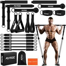 KUTIZE Multifunctinal Pilates Bar, 330lbs Multifunctinal Pilates Equipment for Men, Pilates Bar Kit with Resistance Bands for Legs, Hip, Back, Arm, Abs, Chest, Home Gym Full Body Workout Equipment