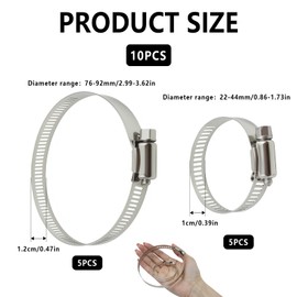 Set of 10 Axle Boot Clamps, Adjustable Stainless Steel Clamps for Drive Shaft, 5 Large and 5 Small Universal Hose Clamps, Rustproof, Durable for Most Car Repair and Maintenance