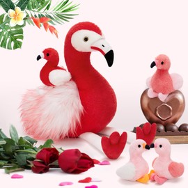 MorisMos Plush Flamingo Stuffed Animal with 4 Baby Bird Plush Toys,20" Mommy Flamingo Toy for Girl Boy Kid,Realistic Bird Stuffed Animals Gift for Birthday Decor Baby Shower Christmas,CE/CPC Certified