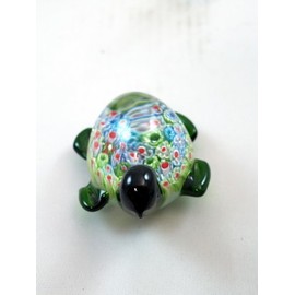 Tripact Inc M Design Art Handcraft Glass Green/Blue Turtle Paperweight [Kitchen]