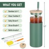 VQSV 24oz Glass Tumbler with Lid and Straw, Iced Coffee