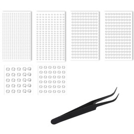 Lnngub 2062 Pcs Rhinestone Stickers,Self Adhesive Rhinestones Shiny Diamond Stickers with Black Tweezers Stick On Rhinestones for Face Hair Body Makeup DIY Crafts(6 Sizes,3/4/5/6/8/10mm)