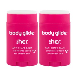 Body Glide For Her Anti Chafe Balm | Chafing stick with added emollients | Great for dry, sensitive skin and/or sensitive areas | Use on chest, bra, butt, groin, arm, and thigh chafing | 1.5oz-2pk