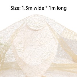 1.5M*1M Metallic Glitter Mesh Roll,Light Gold Glitter Tulle Fabric Roll, Web Glitter Decorative Tulle Roll,Netting Fabric for DIY Crafts Gift Wrapping