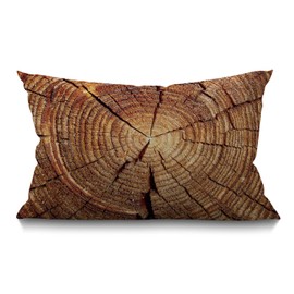 BGBDEIA Wooden Cushion Cover Custom Wood Grain Pattern Cotton Linen Decorative Rectangular Throw Pillow Cover Pillowcase for Sofa and Bed Couch 12"X20" 30 x 50 cm