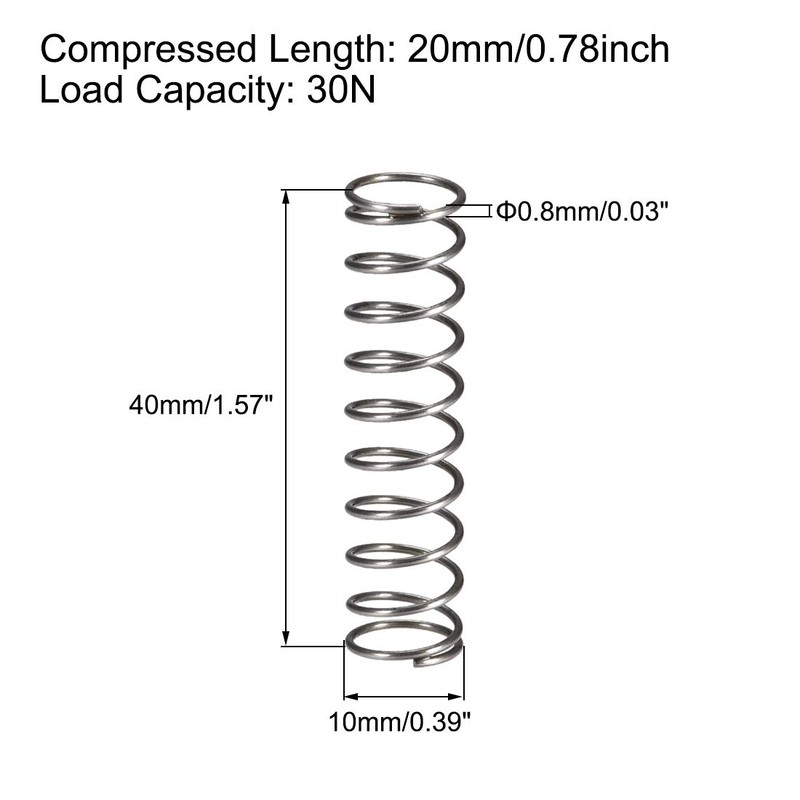 sourcing map Compression Spring 10 mm External End 0.8 mm