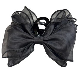 Avance Ribbon Hair Clip Black Black Hair Claw Large Bow Cute Lace Ruffle