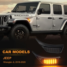 OZ-LAMPE 2 x LED Turn Signal Side Indicator for Jeep Wrangler JL 2018-2020, Indicator with Canbus Error Free 2835 SMD, Black