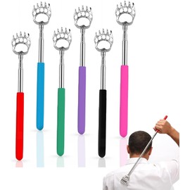6 Piezas Rascador De Espalda, Manita Rascadora Espalda Con Mangos De Goma Suave, Herramienta De Masaje Corporal Extensible De Acero Inoxidable, Para Adultos Mayores, Embarazadas, Viajes Y Oficina