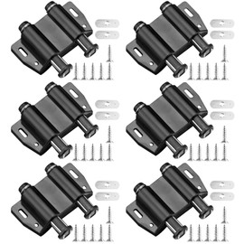 GAOHAN 6Pcs Push to Open Door Catch Black Double Magnetic Pressure Touch Release Catches Latch for Open and Close The Door with a Single Push Including Fixing Screw