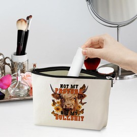 Western Makeup Bag, Cow Cosmetic Bag, Humor Cow Gifts, Cow Print Stuff, Western Accessories Stuff, Western Gifts for Women Girls Cow Lovers Owner Grandma Christmas Birthday Graduation Cow Themed Gifts