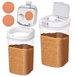 DANHMAO 2 Pack 2 Quart Brown Sugar Container Airtight,Clear Brown Sugar Keeper Container with Spoon Saver for Kitchen