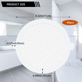 40 Pack Disposable Shower Drain Hair Catcher Disposable Shower Drain Hair Catcher Disposable Hair Catcher for Showers & Bathtubs Mesh Stickers，Mesh Filter Sink Strainer Stickers